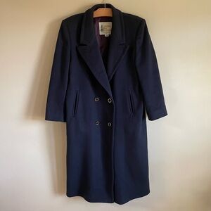 Vintage London Fog 100% Wool Trench Coat Topcoat Double Breasted Size 10 Petite